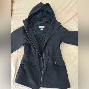 Columbia Black Utility Jacket with Hood and Drawstring Waist